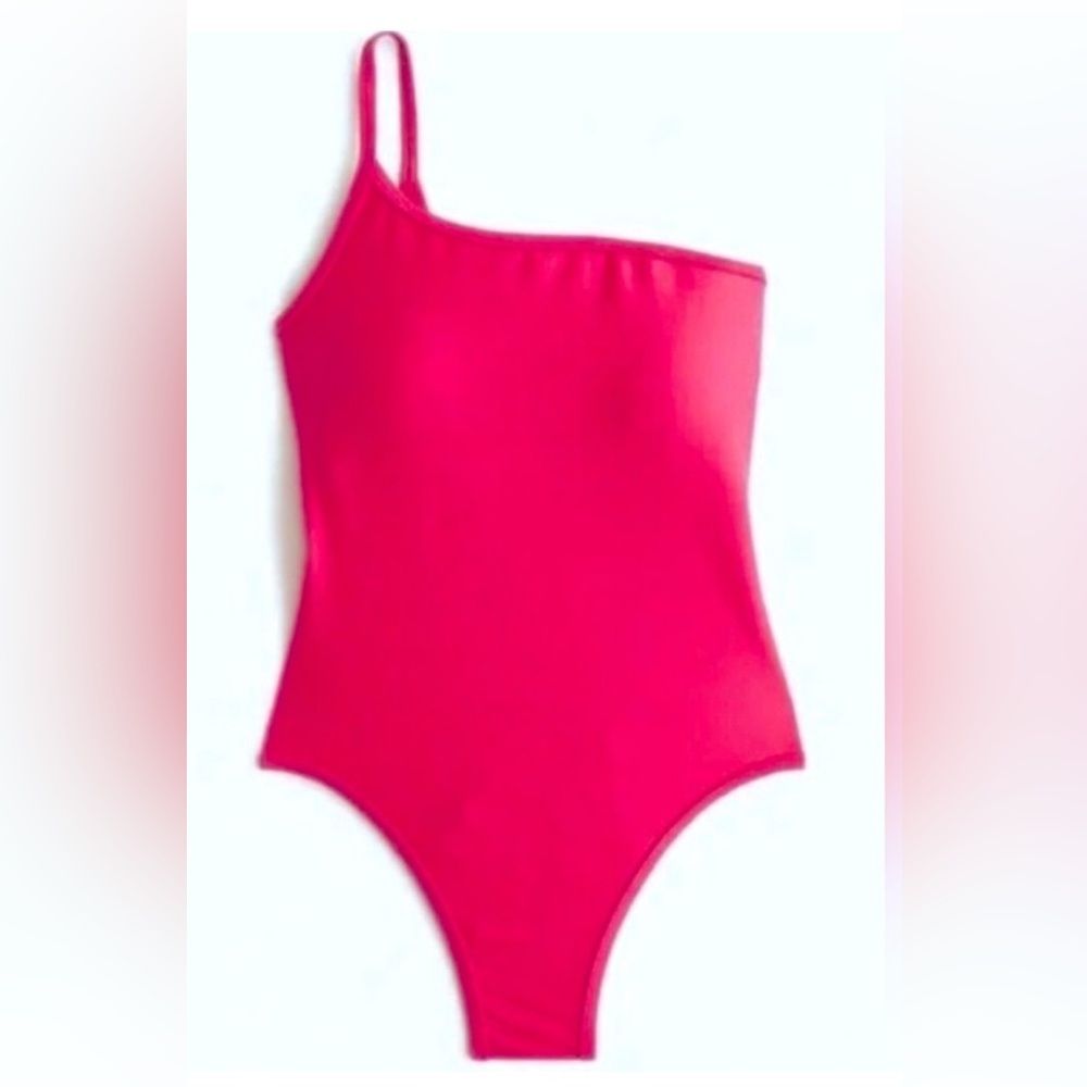 J. Crew Hot Pink One Shoulder One Piece Swimsuit Size 18 NWOT